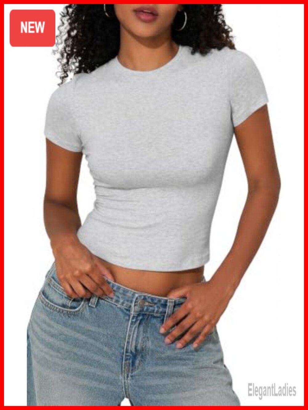 Cotton Crop Top Slim Fit Crewneck Short Sleeve Y2K Baby Tee